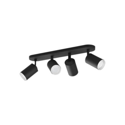Philips Hue White & Col, Amb, Fugato Spot 4 flg, schwarz 4 x 350lm