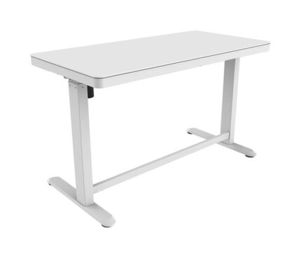 Contini höhenverstellbarer Bürotisch Arbeitsfl. Glas 1.2x0.6m weiss